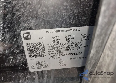 2021 GMC Acadia Fwd Denali из США, поврежденный, VIN 1GKKNPLS8MZ213302